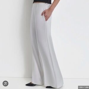 NWT DKNY High-Rise Wide-Leg Pintuck Pants – Winter White/Cream (Size 10)